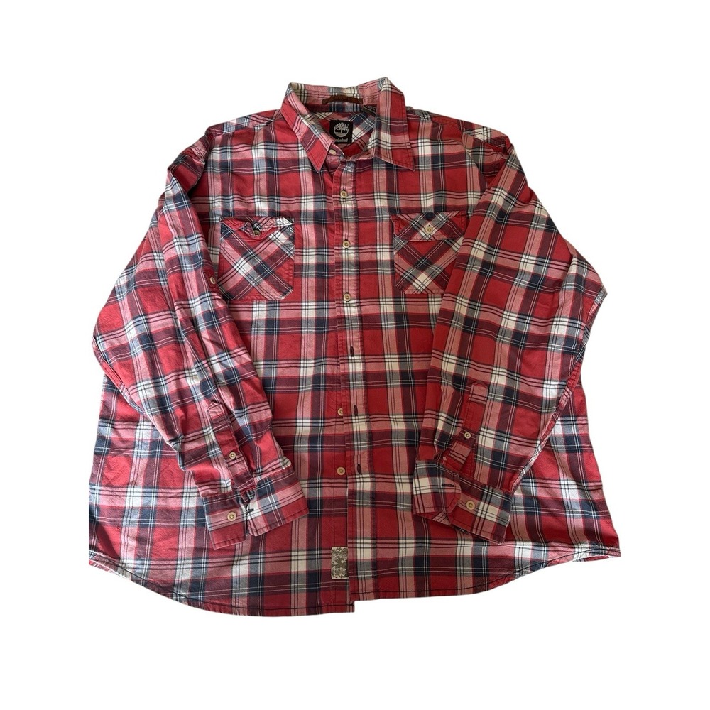 Tommy  Hilfiger shirt men's red plaid Cotton 2XL tall Casual Button Up